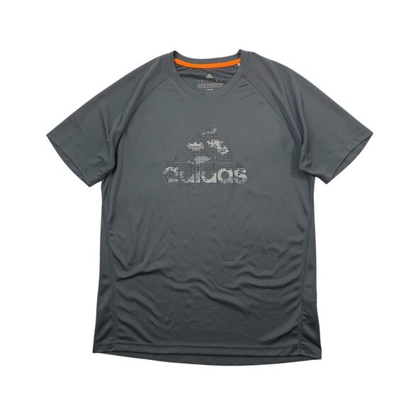 Adidas Shirt Mens L Large Titanium Climalite Big Logo Gym Train Soccer Football - Picture 1 of 10